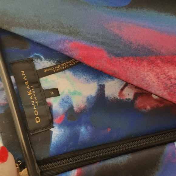 Donna Karan Pink and Blue Fit and Flare Dress, Size 12 - Picture 3 of 4